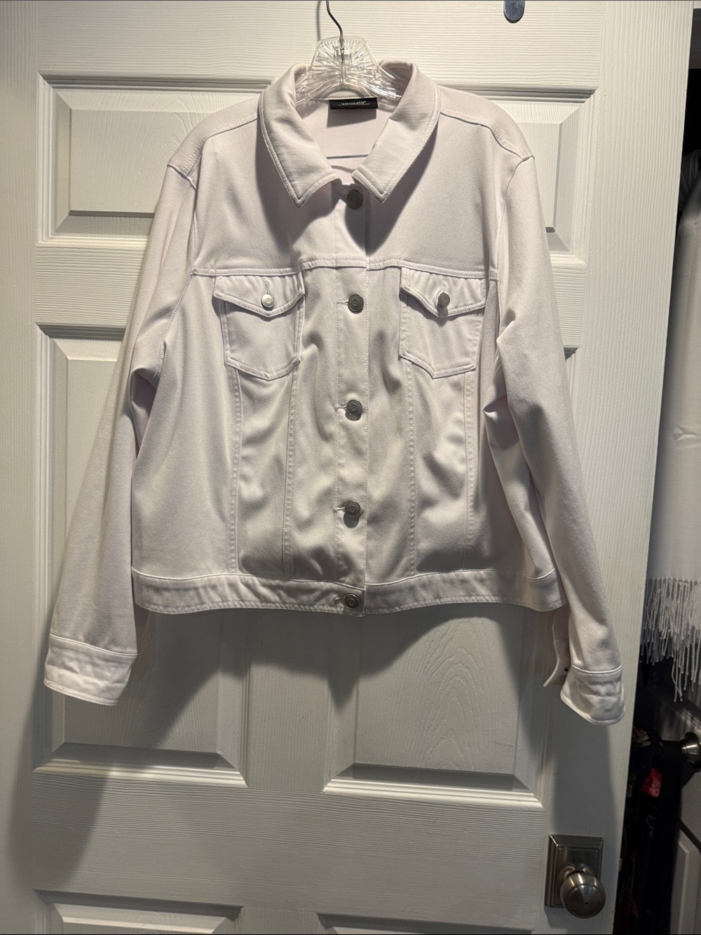 Venezia White Denim Jacket with Button Front